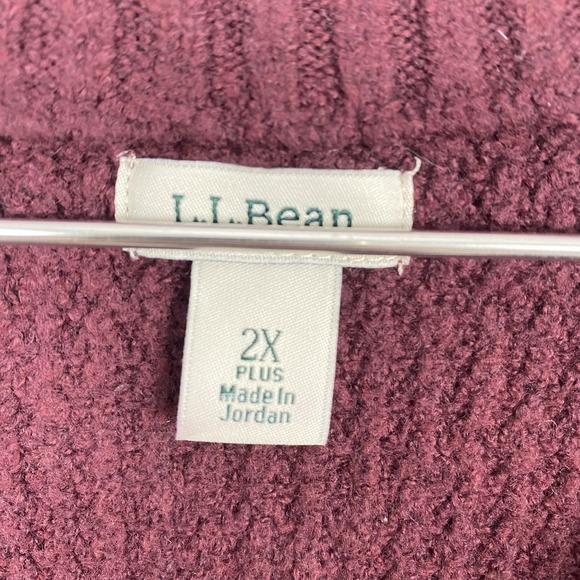 L.L. Bean Cardigan Sweater Womens 2X Plus Purple Full Zip Collared Knit Pockets - Picture 2 of 13
